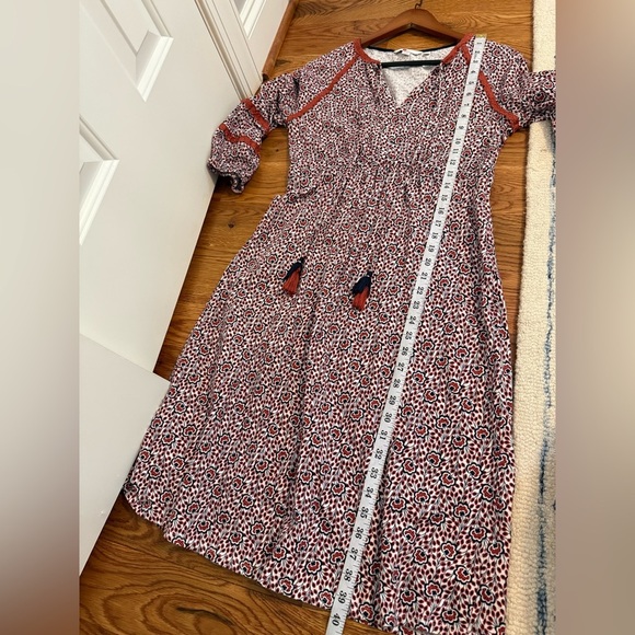 Boden Boho Lace Trim Floral Pattern Bishop Sleeve Dress, 6L - Picture 9 of 11